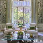 CHATEAU SILK DAMASK fabric CIEL color by Schumacher