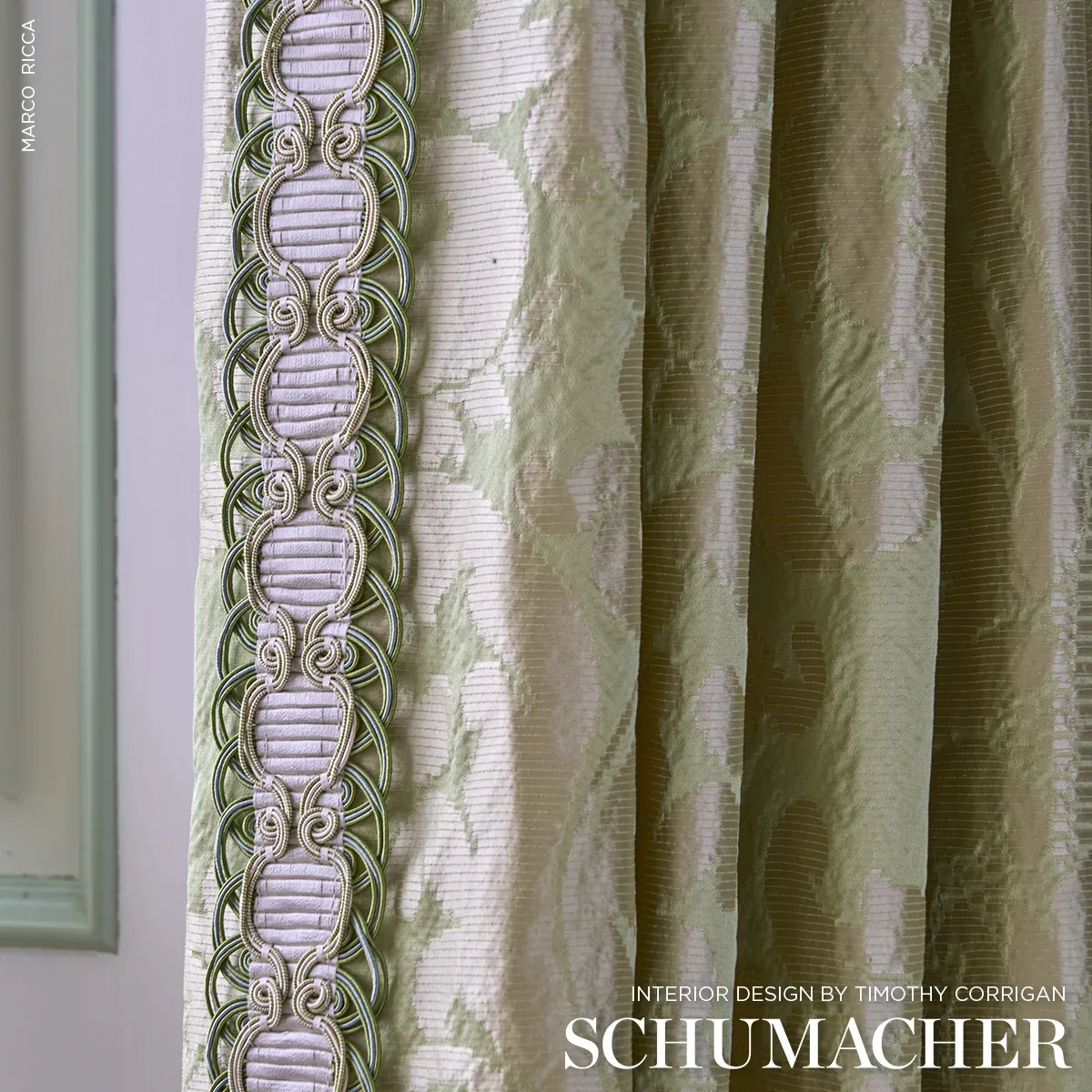 CHATEAU SILK DAMASK fabric CITRON color by Schumacher