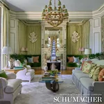 CHATEAU SILK DAMASK fabric CITRON color by Schumacher
