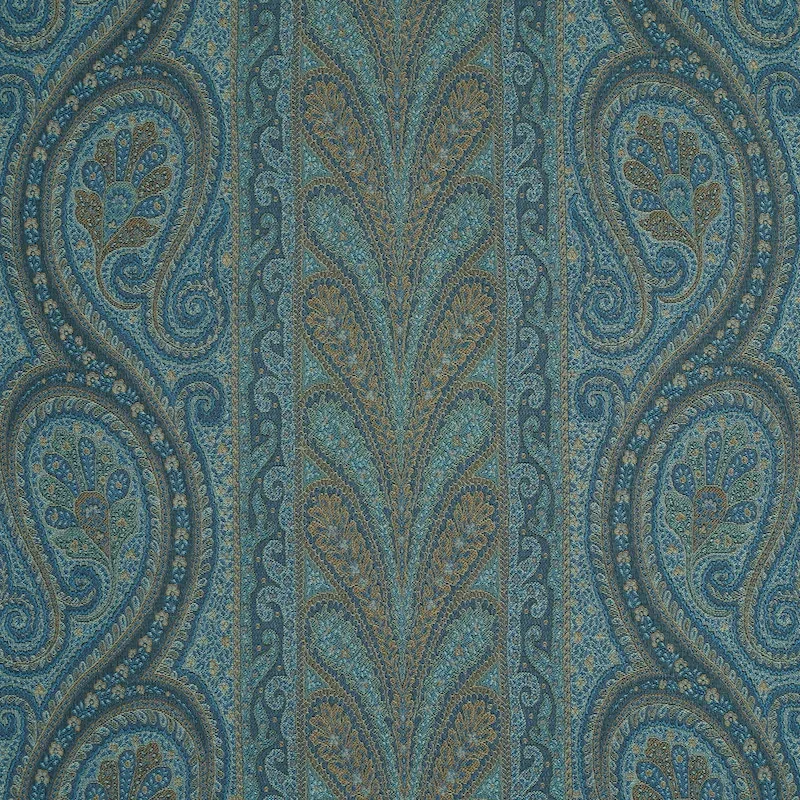 CHATELAINE PAISLEY fabric BLUE color by Schumacher
