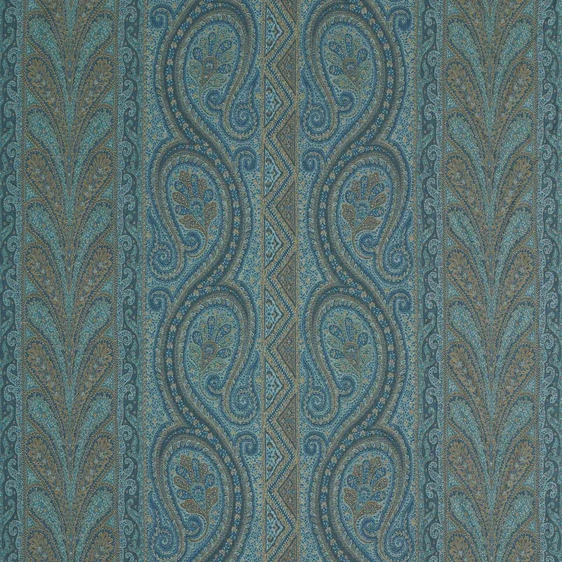 CHATELAINE PAISLEY fabric BLUE color by Schumacher