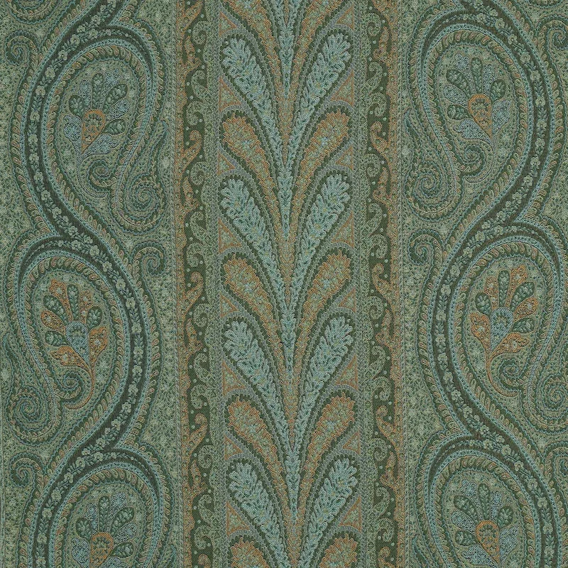 CHATELAINE PAISLEY Fabric – JADE | Schumacher | Wallpaper Tw CHATELAINE PAISLEY fabric JADE color by Schumacher