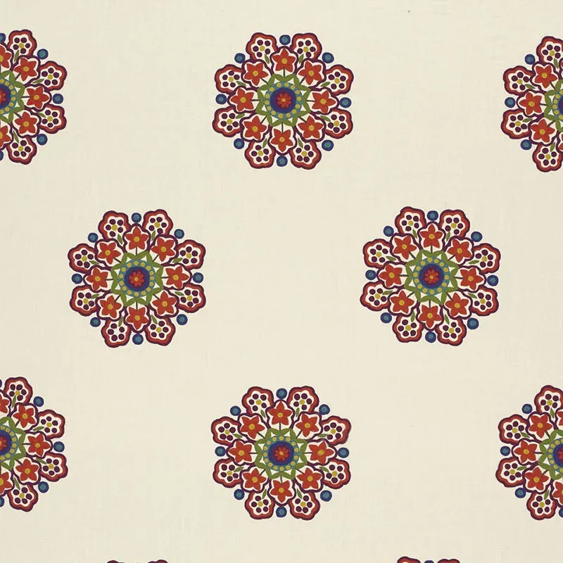 Chennai Linen Embroidery fabric FESTIVAL color by Schumacher