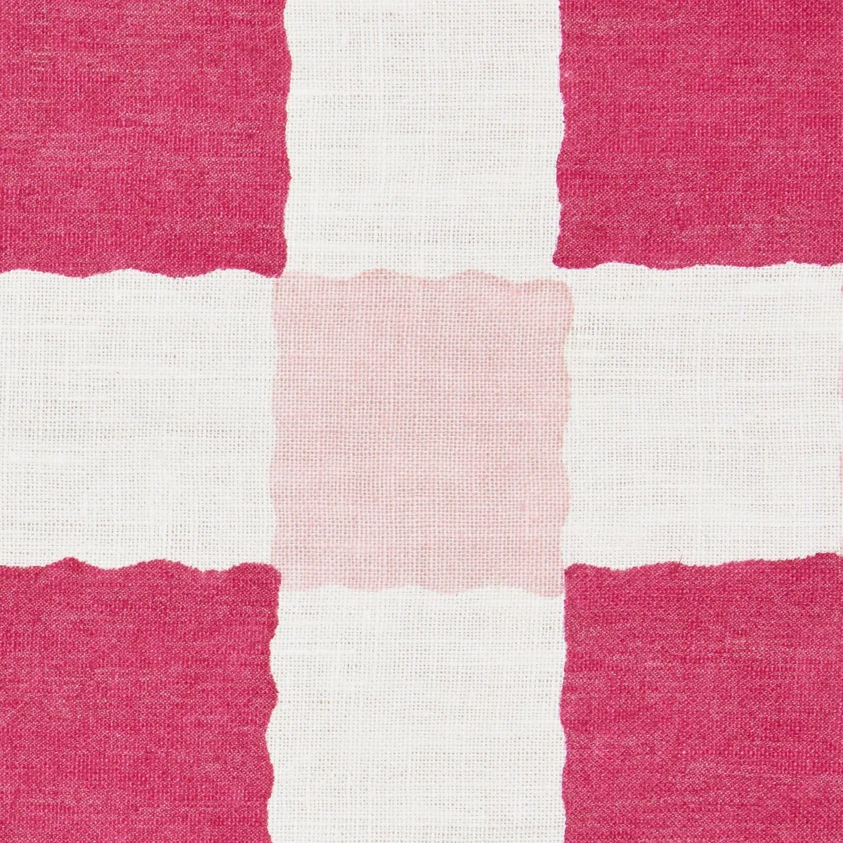 Chequer Hand Block Print fabric PINKS color by Schumacher