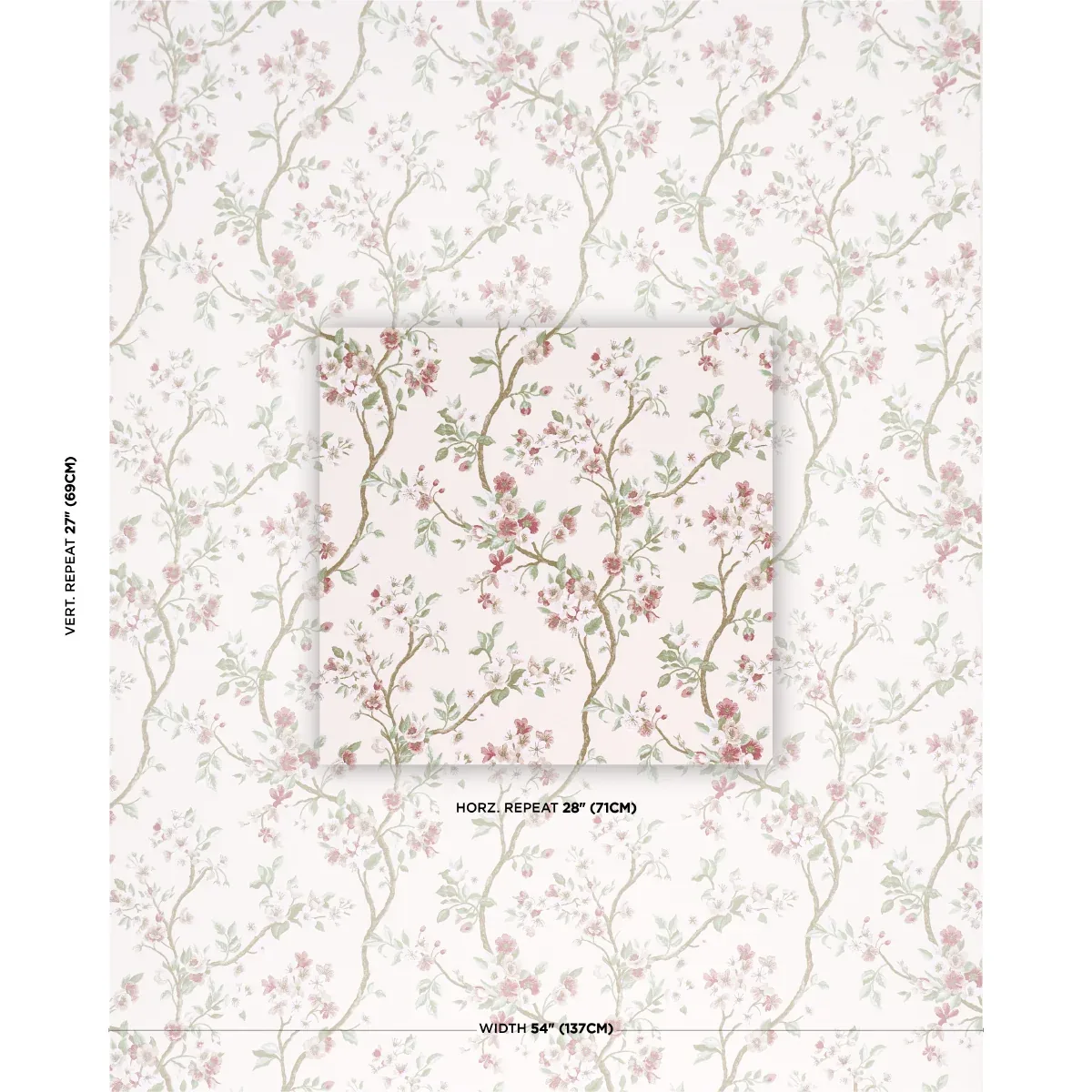 CHERRY BLOSSOM fabric CHERRY color by Schumacher