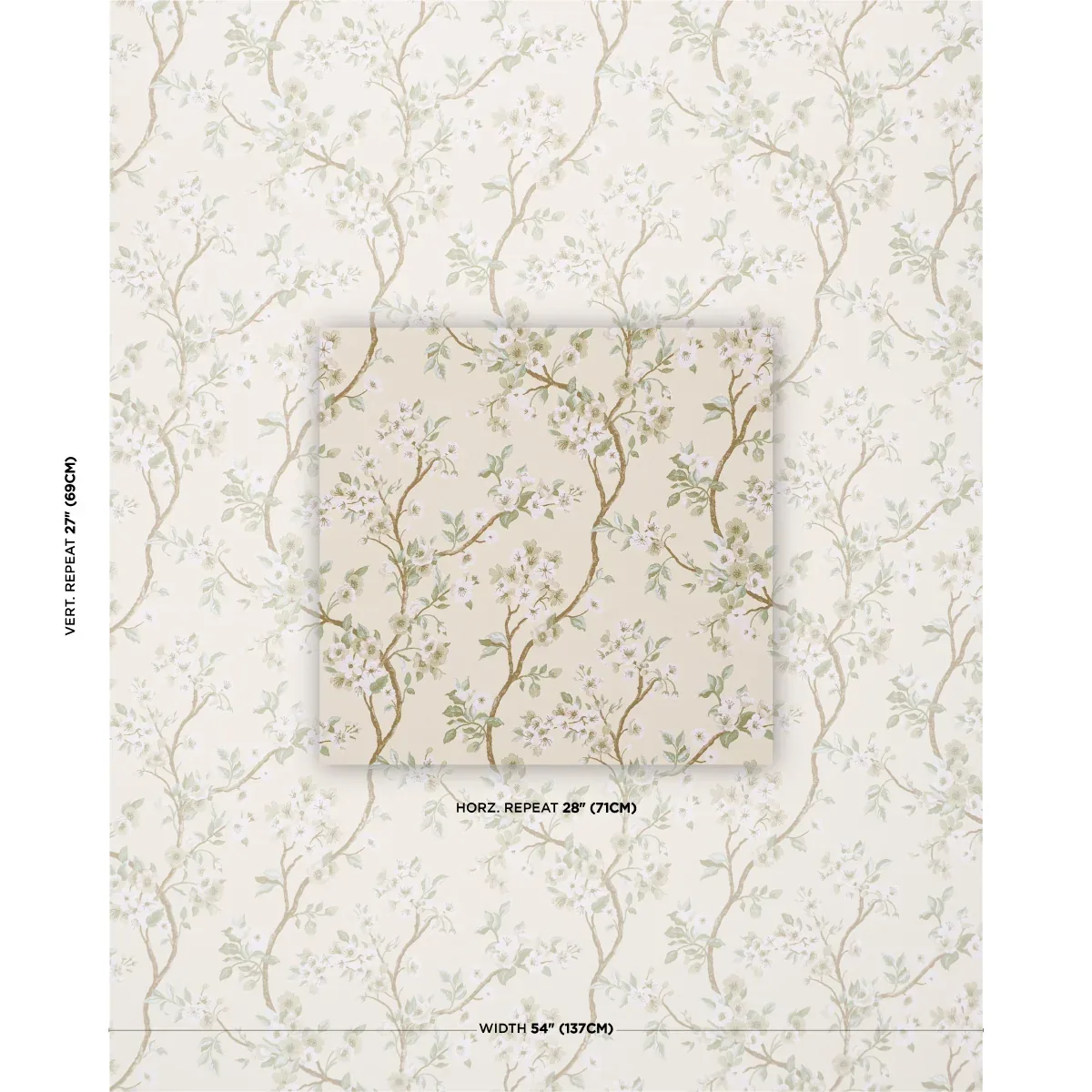 CHERRY BLOSSOM fabric CITRON color by Schumacher
