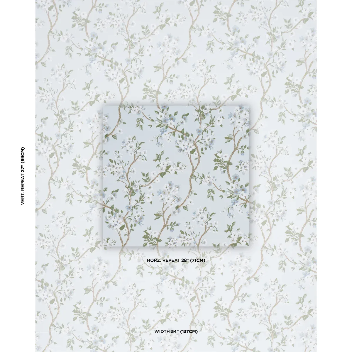 CHERRY BLOSSOM Fabric – SKY | Schumacher | Wallpaper Twins CHERRY BLOSSOM fabric SKY color by Schumacher