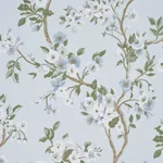 CHERRY BLOSSOM Fabric – SKY | Schumacher | Wallpaper Twins CHERRY BLOSSOM fabric SKY color by Schumacher