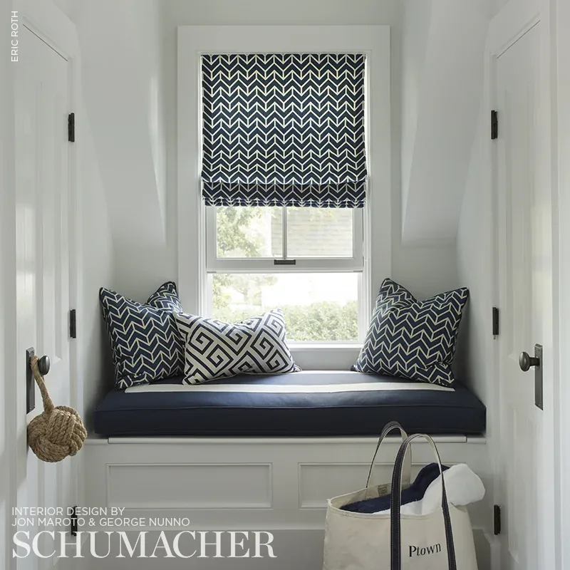 CHEVRON PRINT Fabric – NAVY | Schumacher | Wallpaper Twins CHEVRON PRINT fabric NAVY color by Schumacher