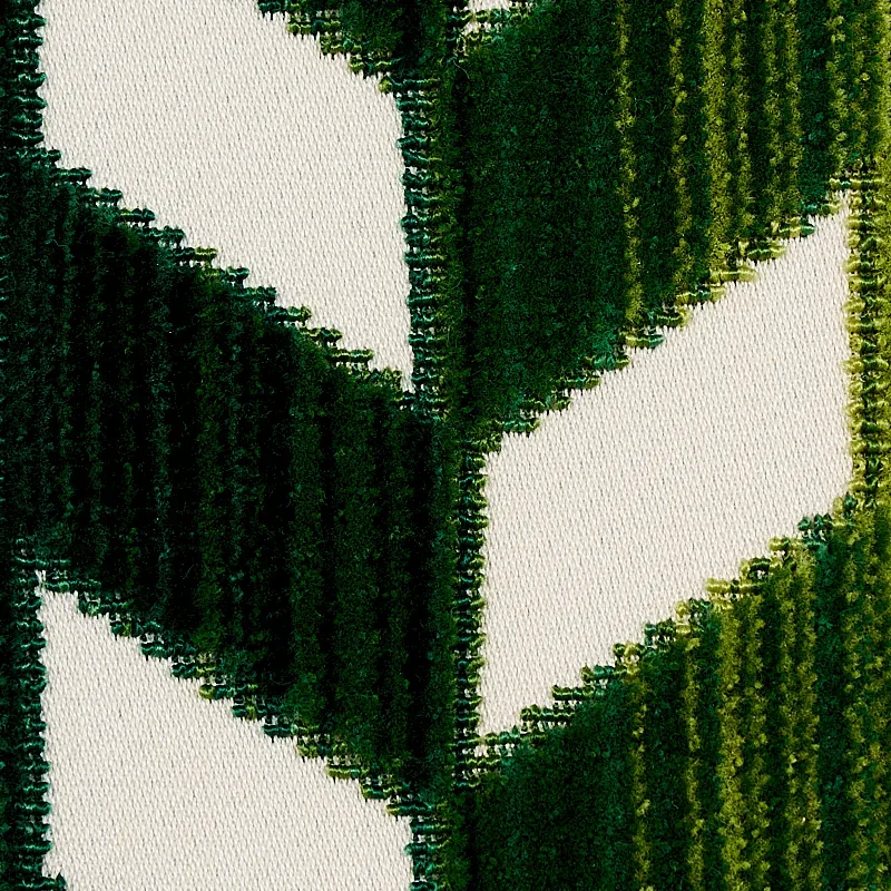 CHEVRON STRIÉ VELVET fabric EMERALD color by Schumacher