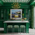 CHEVRON STRIÉ VELVET fabric EMERALD color by Schumacher