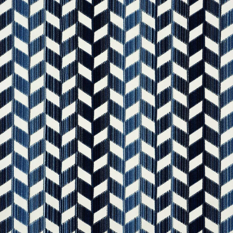 CHEVRON STRIÉ VELVET fabric LAPIS color by Schumacher