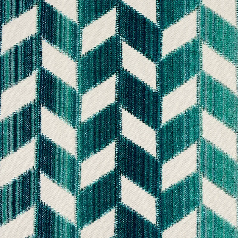 CHEVRON STRIÉ VELVET fabric PEACOCK color by Schumacher