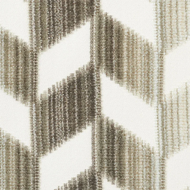 CHEVRON STRIÉ VELVET fabric STONE color by Schumacher