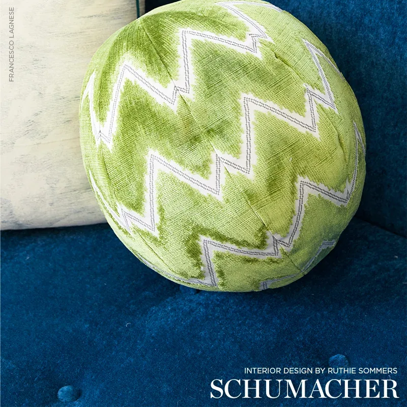 CHEVRON VELVET Fabric – LEAF | Schumacher | Wallpaper Twins CHEVRON VELVET fabric LEAF color by Schumacher