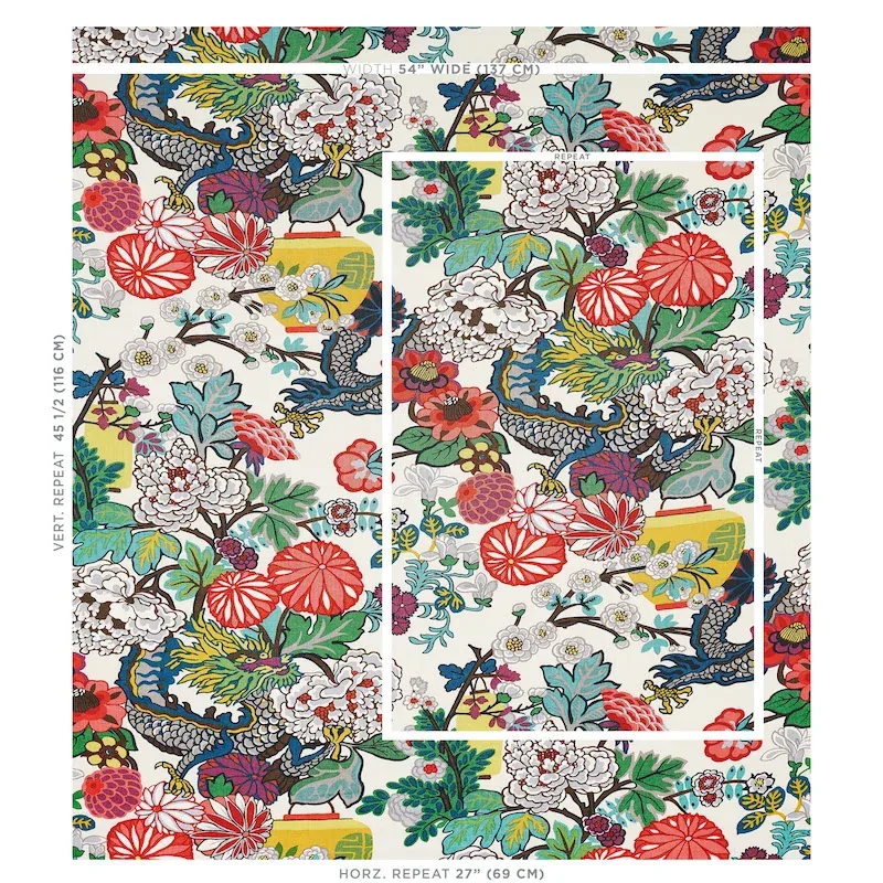CHIANG MAI DRAGON Fabric – ALABASTER | Schumacher | Wallpape CHIANG MAI DRAGON fabric ALABASTER color by Schumacher