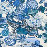 CHIANG MAI DRAGON Fabric – CHINA BLUE | Schumacher | Wallpap CHIANG MAI DRAGON fabric CHINA BLUE color by Schumacher