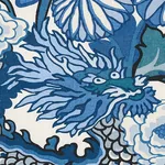 CHIANG MAI DRAGON Fabric – CHINA BLUE | Schumacher | Wallpap CHIANG MAI DRAGON fabric CHINA BLUE color by Schumacher