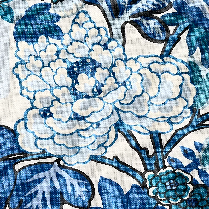 CHIANG MAI DRAGON Fabric – CHINA BLUE | Schumacher | Wallpap CHIANG MAI DRAGON fabric CHINA BLUE color by Schumacher