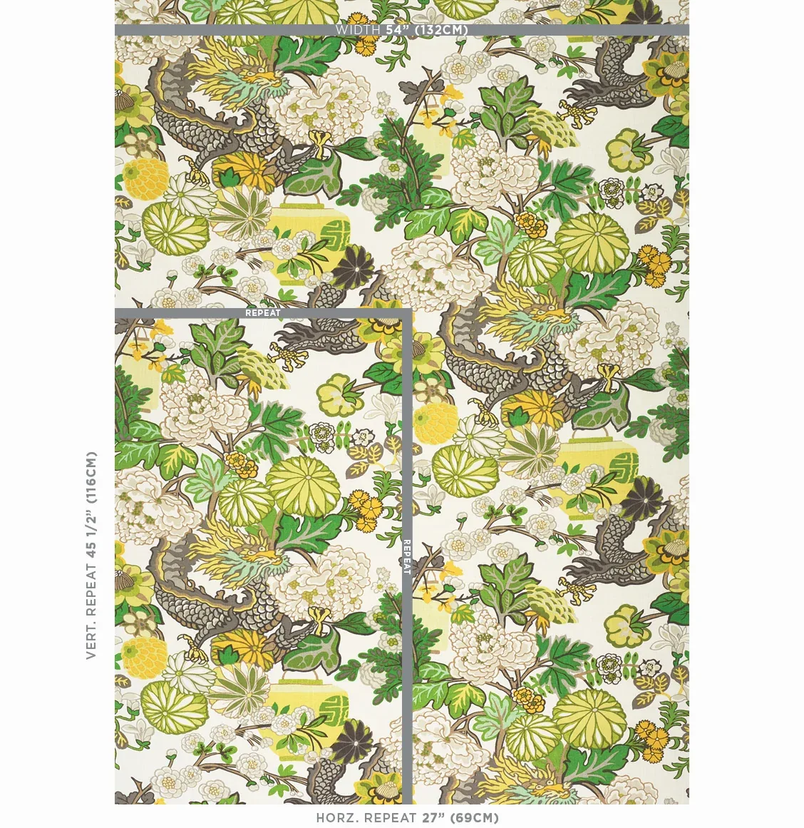 CHIANG MAI DRAGON fabric CITRUS color by Schumacher