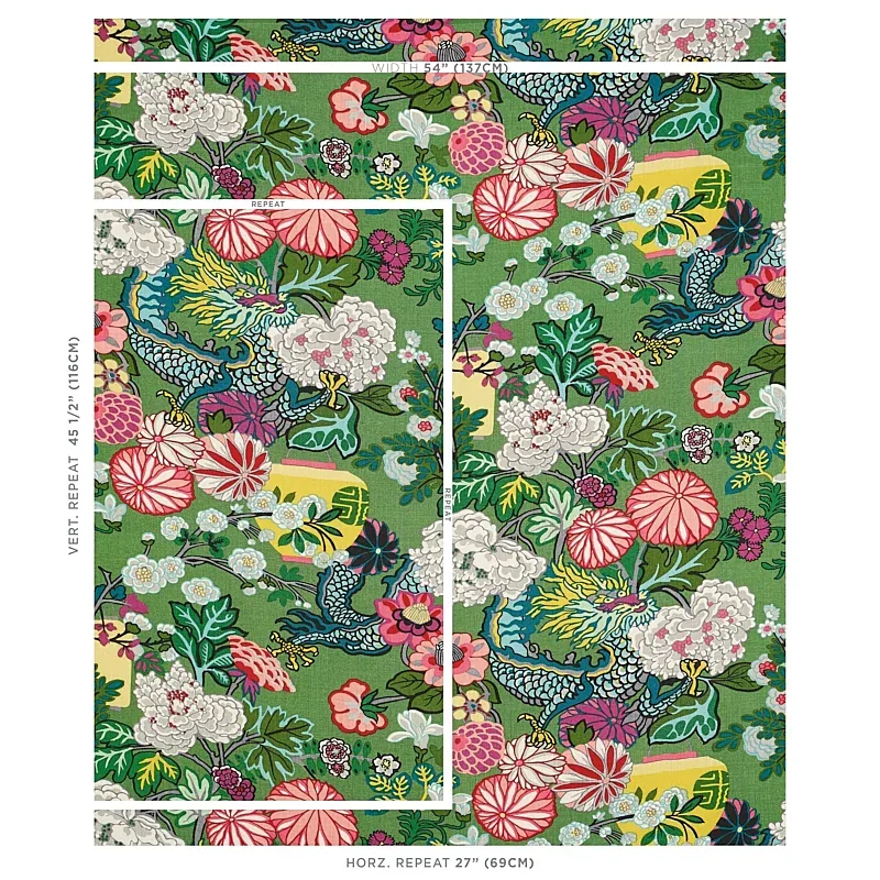 CHIANG MAI DRAGON fabric JADE color by Schumacher