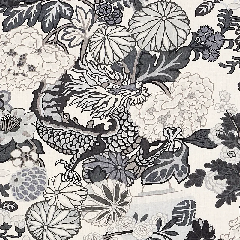 CHIANG MAI DRAGON fabric SMOKE color by Schumacher