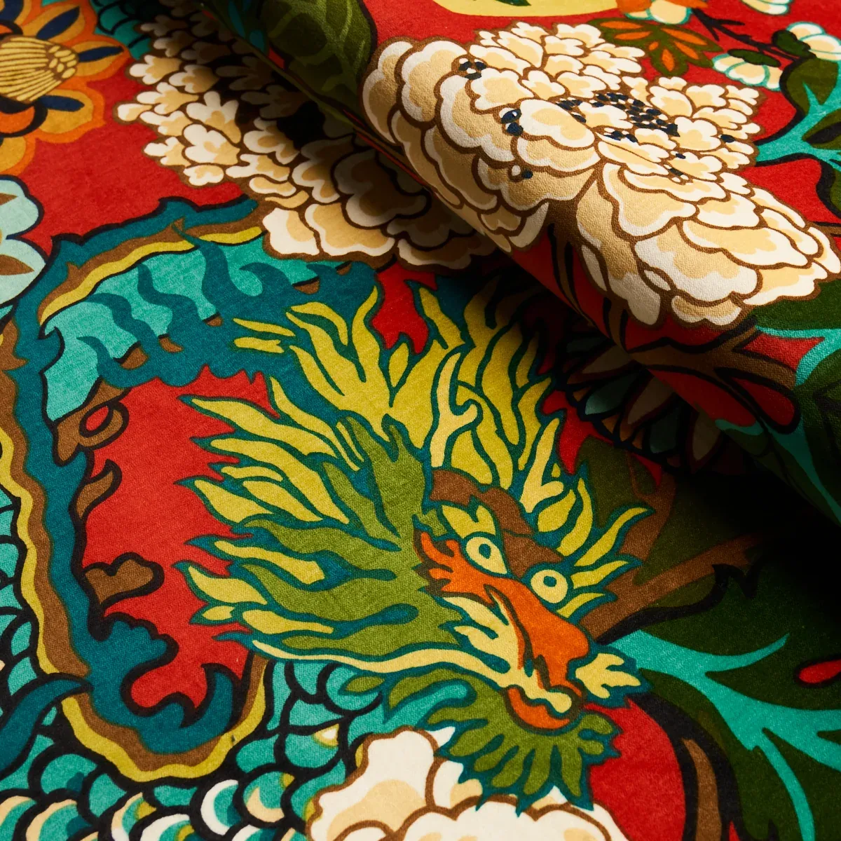 CHIANG MAI DRAGON VELVET Fabric – LACQUER | Schumacher | Wal CHIANG MAI DRAGON VELVET fabric LACQUER color by Schumacher