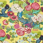 CHIANG MAI DRAGON Fabric – YELLOW | Schumacher | Wallpaper T CHIANG MAI DRAGON fabric YELLOW color by Schumacher