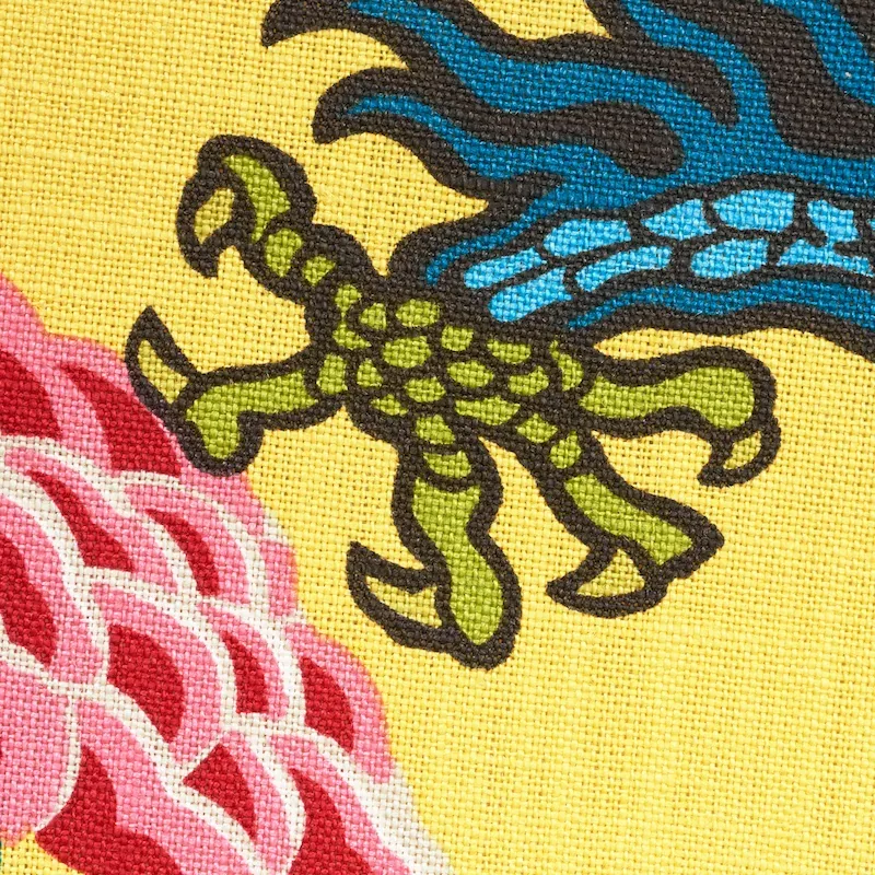 CHIANG MAI DRAGON Fabric – YELLOW | Schumacher | Wallpaper T CHIANG MAI DRAGON fabric YELLOW color by Schumacher