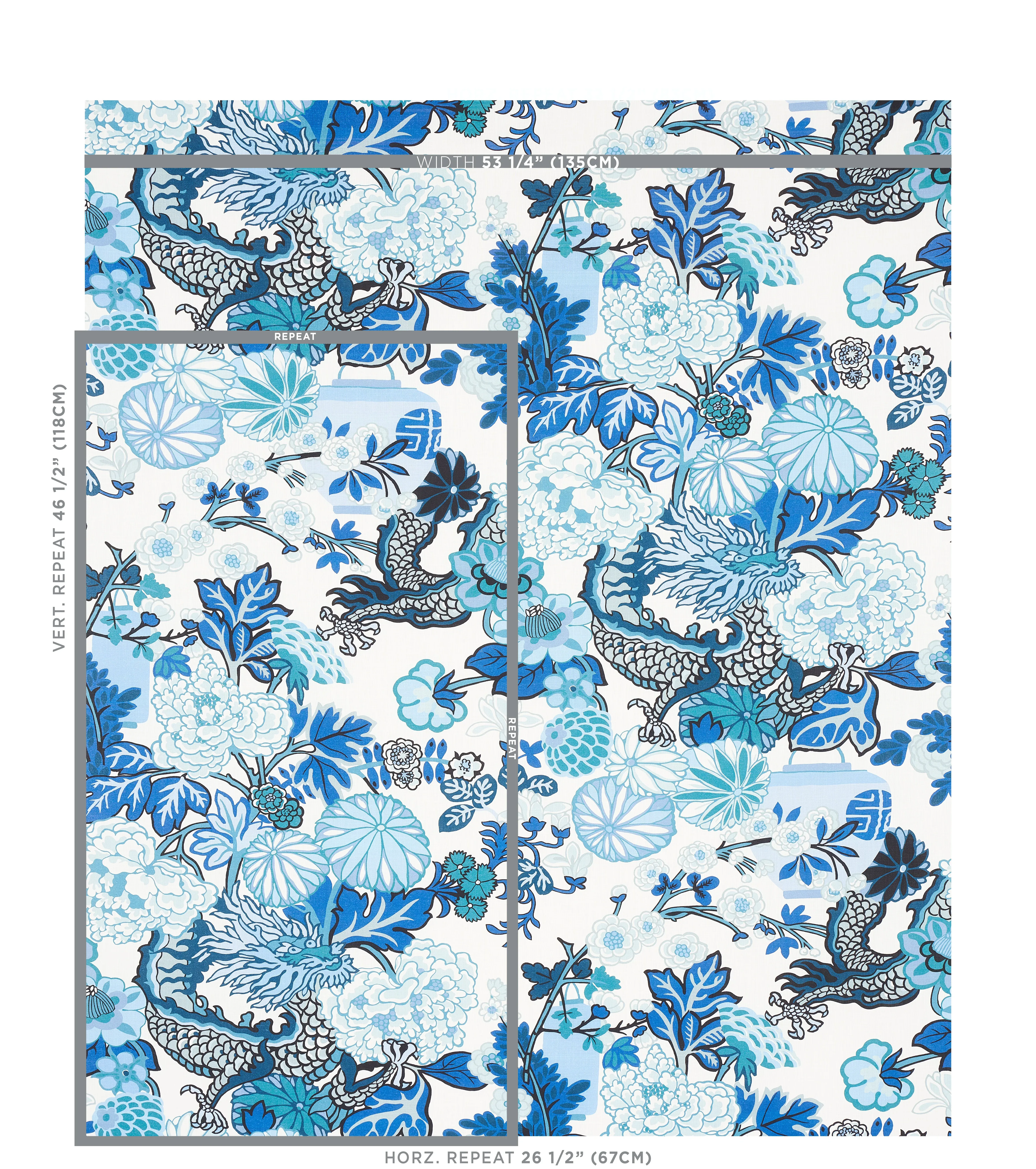 CHIANG MAI INDOOR/OUTDOOR Fabric – CHINA BLUE | Schumacher | CHIANG MAI INDOOR/OUTDOOR fabric CHINA BLUE color by Schumacher