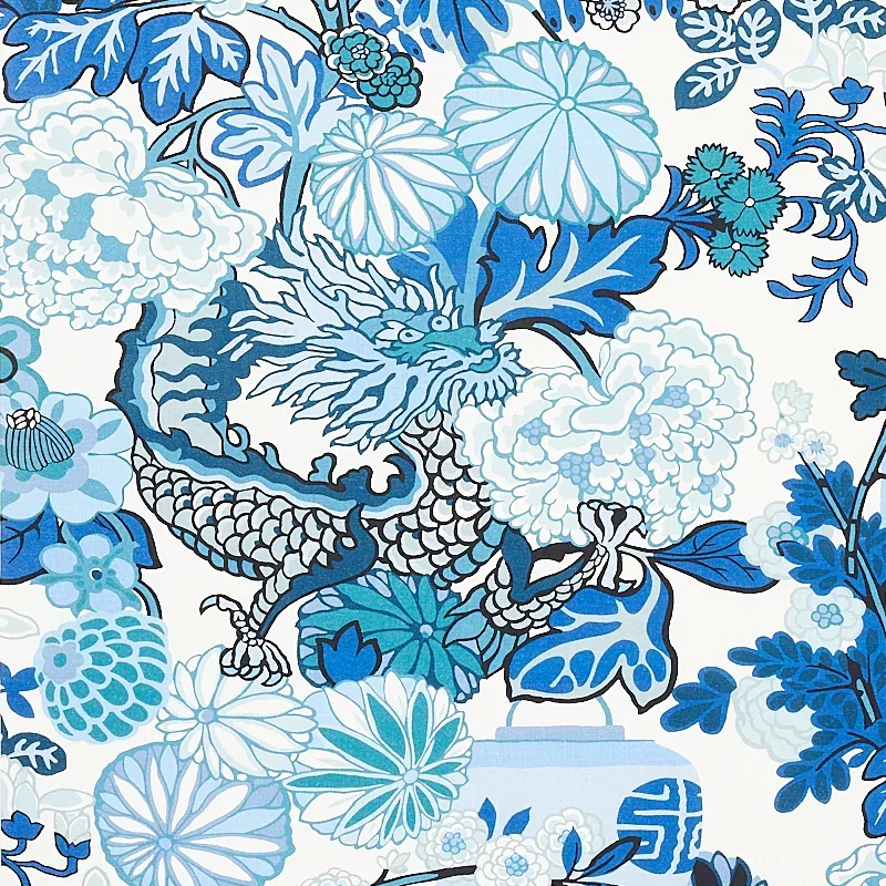 CHIANG MAI INDOOR/OUTDOOR fabric CHINA BLUE color by Schumacher
