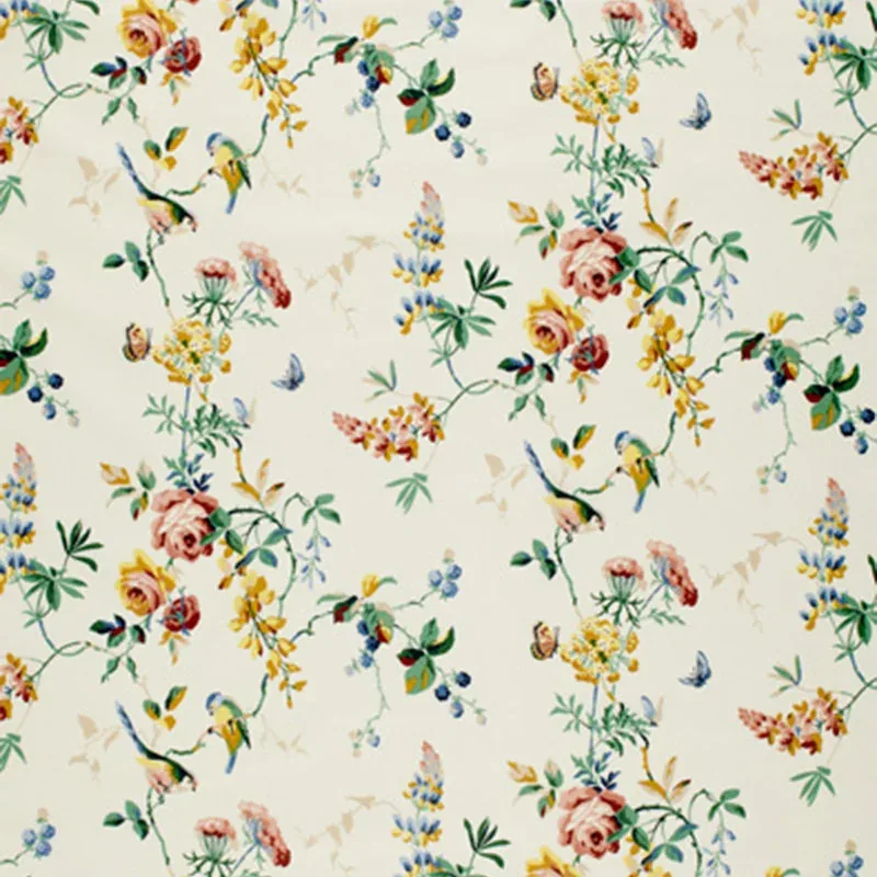 CHICKADEE FLORAL fabric PRIMARY color by Schumacher