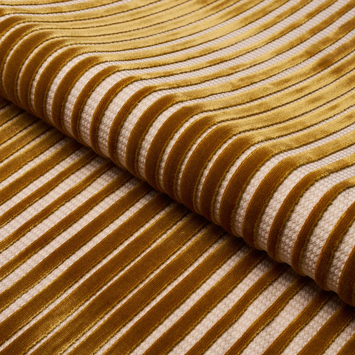 CHIMAY STRIPE VELVET fabric BRONZE color by Schumacher