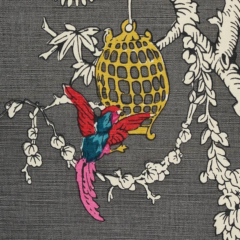 CHINOISERIE MODERNE Fabric – GRAPHITE | Schumacher | Wallpap CHINOISERIE MODERNE fabric GRAPHITE color by Schumacher