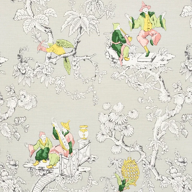 CHINOISERIE MODERNE fabric SOFT GREY color by Schumacher