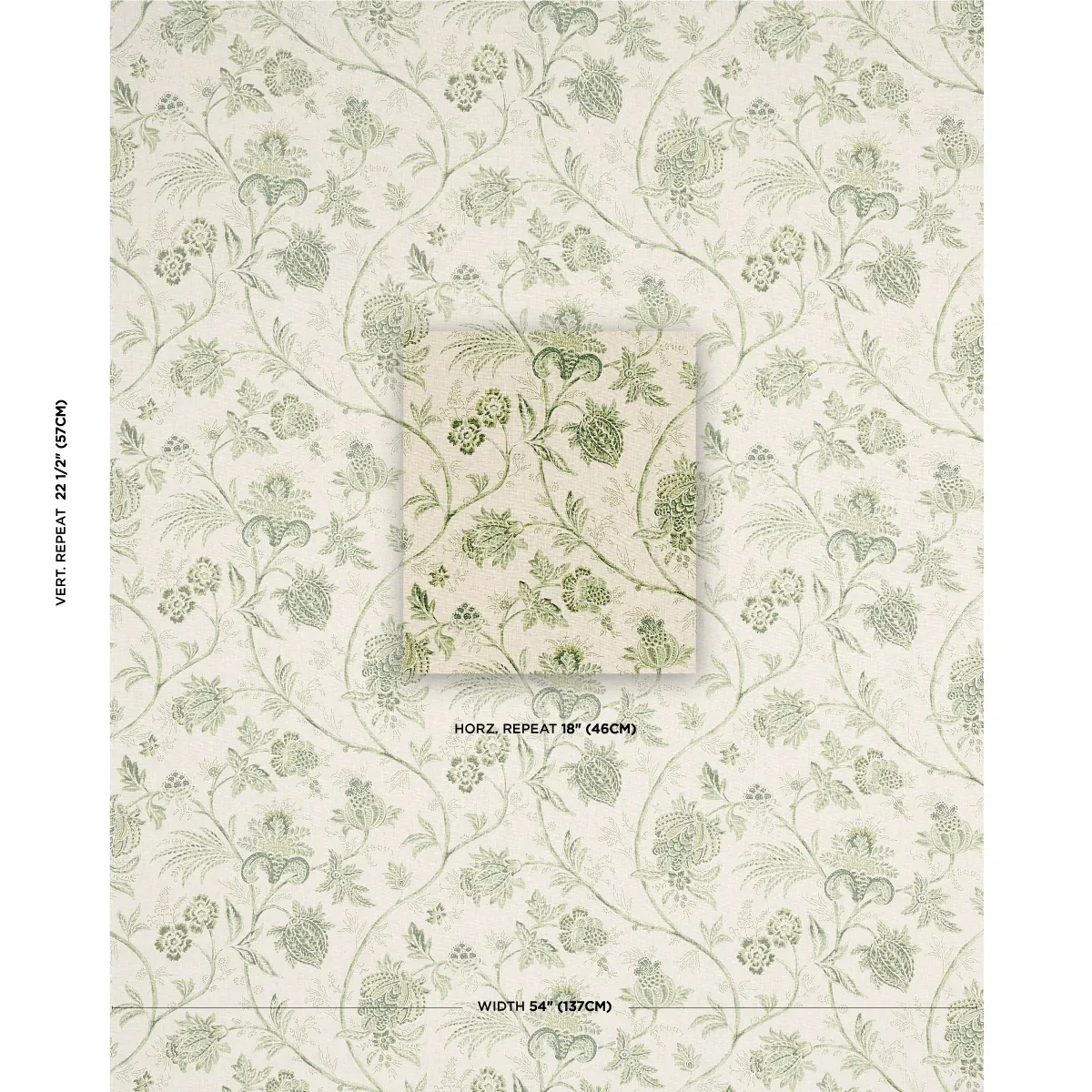 CHINOISERIE VINE fabric LEAF GREEN color by Schumacher
