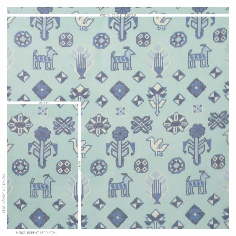 CHUSKA WARP PRINT fabric BLUE color by Schumacher