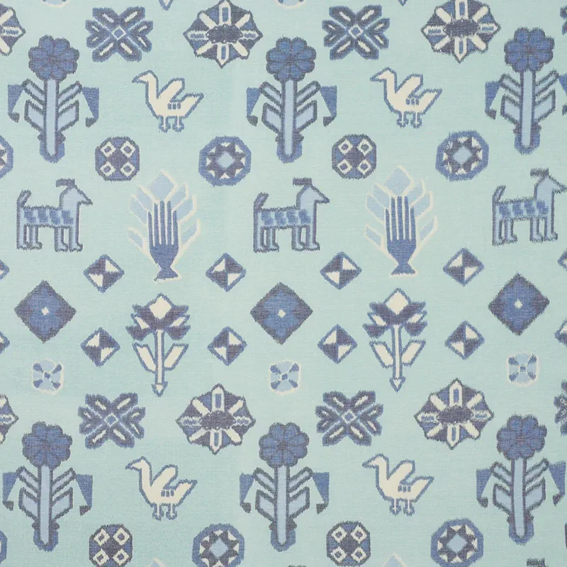 CHUSKA WARP PRINT fabric BLUE color by Schumacher