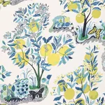 CITRUS GARDEN SHEER Fabric – POOL | Schumacher | Wallpaper T CITRUS GARDEN SHEER fabric POOL color by Schumacher