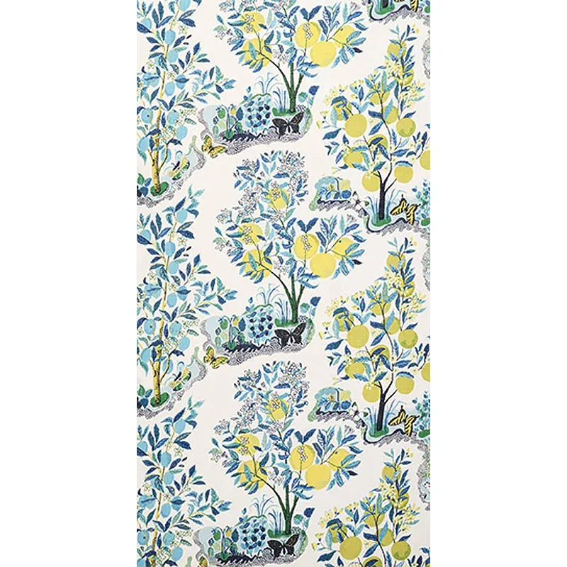 CITRUS GARDEN SHEER Fabric – POOL | Schumacher | Wallpaper T CITRUS GARDEN SHEER fabric POOL color by Schumacher