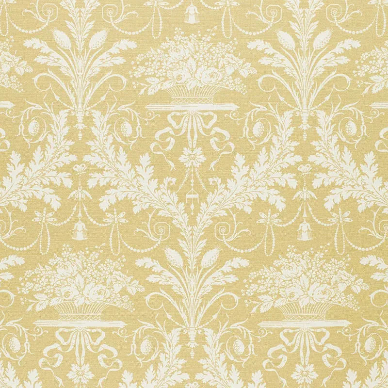 CLAIREMONT DAMASK fabric YELLOW color by Schumacher