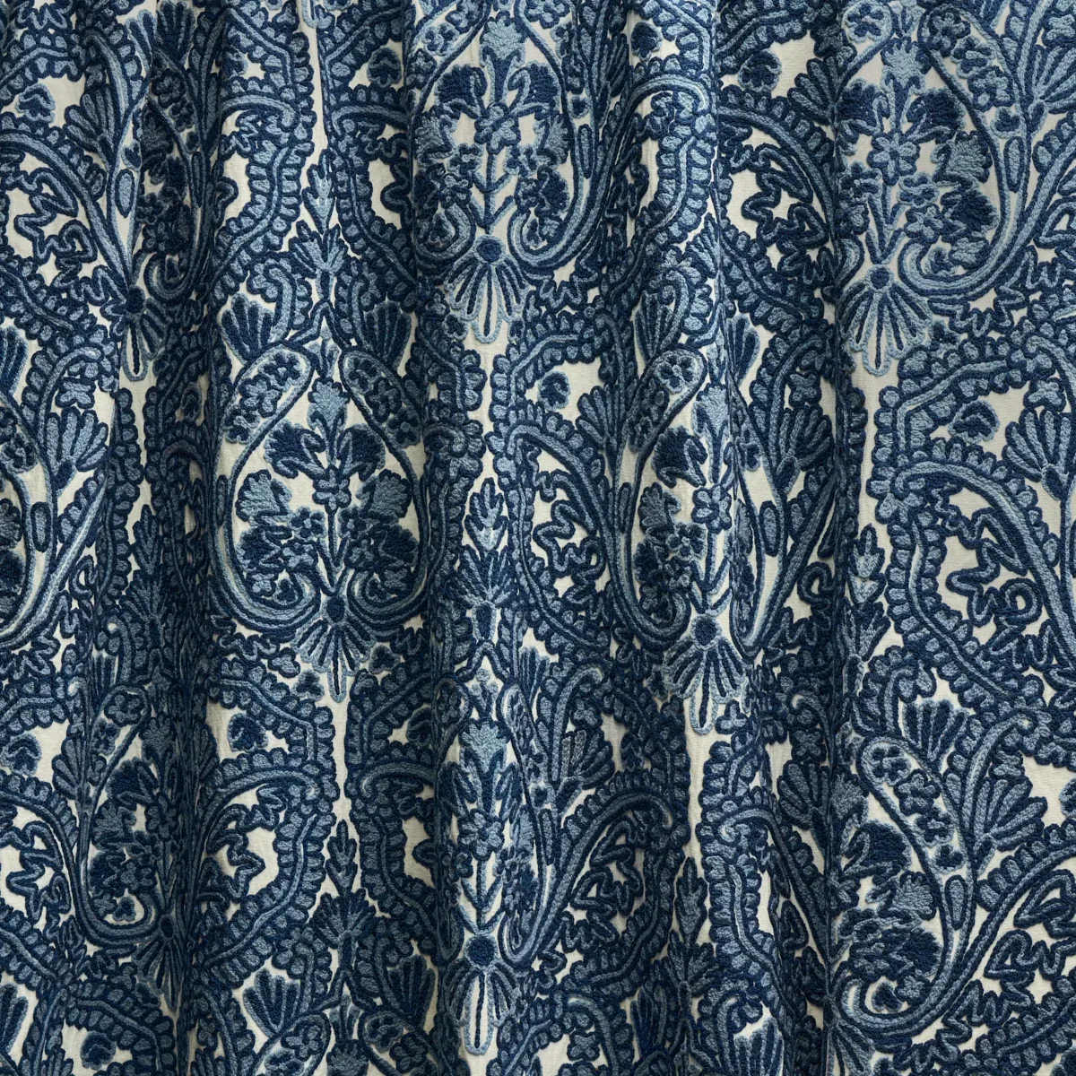 Claremont Crewel Embroidery Fabric – DELFT | Schumacher | Wa Claremont Crewel Embroidery fabric DELFT color by Schumacher