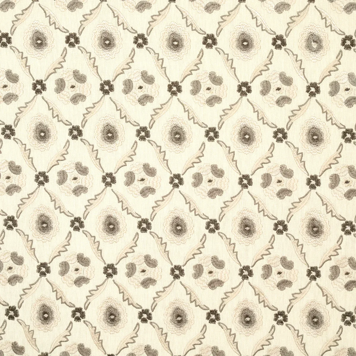 Claremont Embroidery fabric GRISAILLE color by Schumacher
