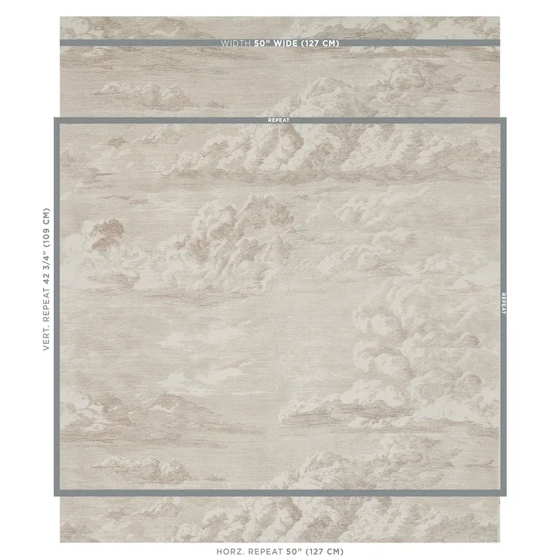 CLOUD TOILE Fabric – CHAMPAGNE | Schumacher | Wallpaper Twin CLOUD TOILE fabric CHAMPAGNE color by Schumacher
