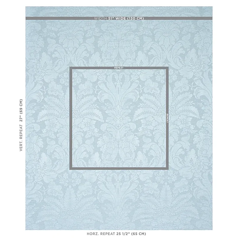 COLETTE LINEN/SILK DAMASK fabric CHAMBRAY color by Schumacher