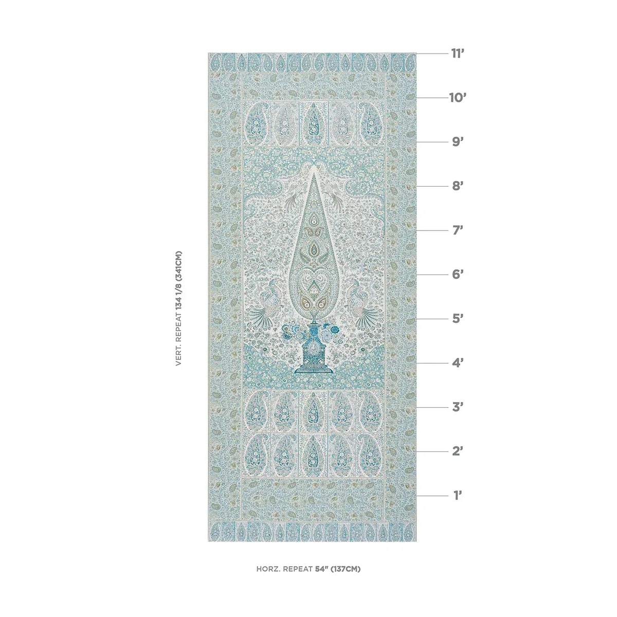 COLMERY PAISLEY PANEL Fabric – PEACOCK | Schumacher | Wallpa COLMERY PAISLEY PANEL fabric PEACOCK color by Schumacher