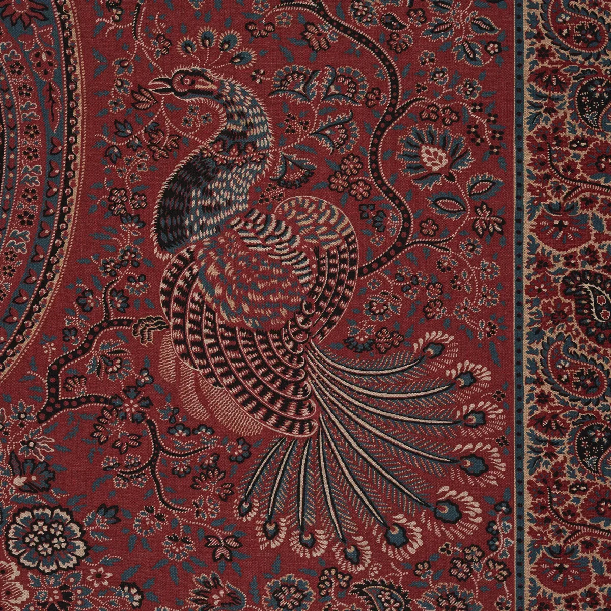 COLMERY PAISLEY PANEL fabric ROUGE color by Schumacher