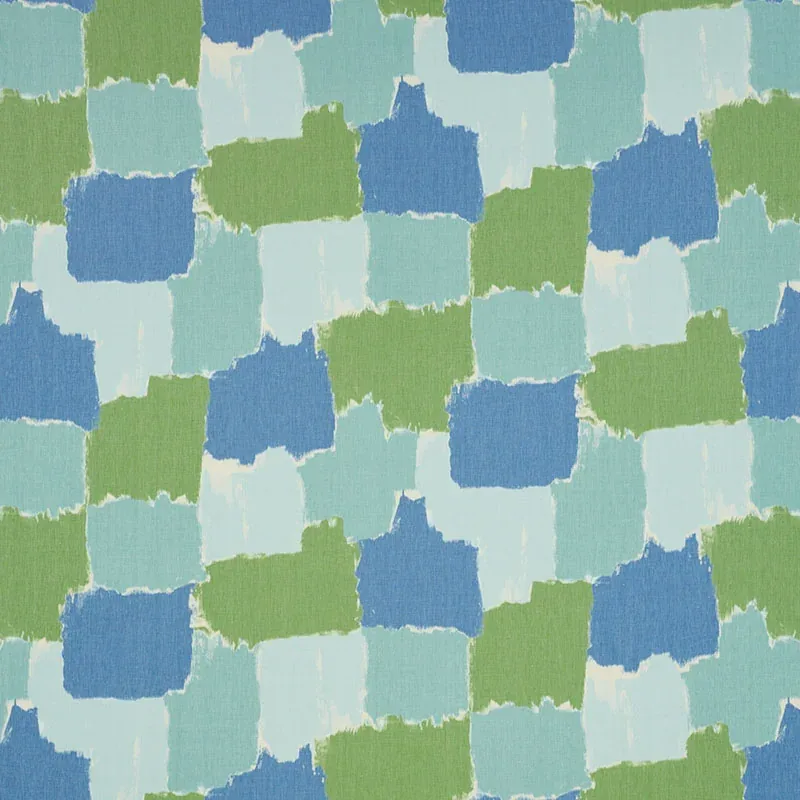 COLORBLOCK IKAT Fabric – AQUA | Schumacher | Wallpaper Twins COLORBLOCK IKAT fabric AQUA color by Schumacher
