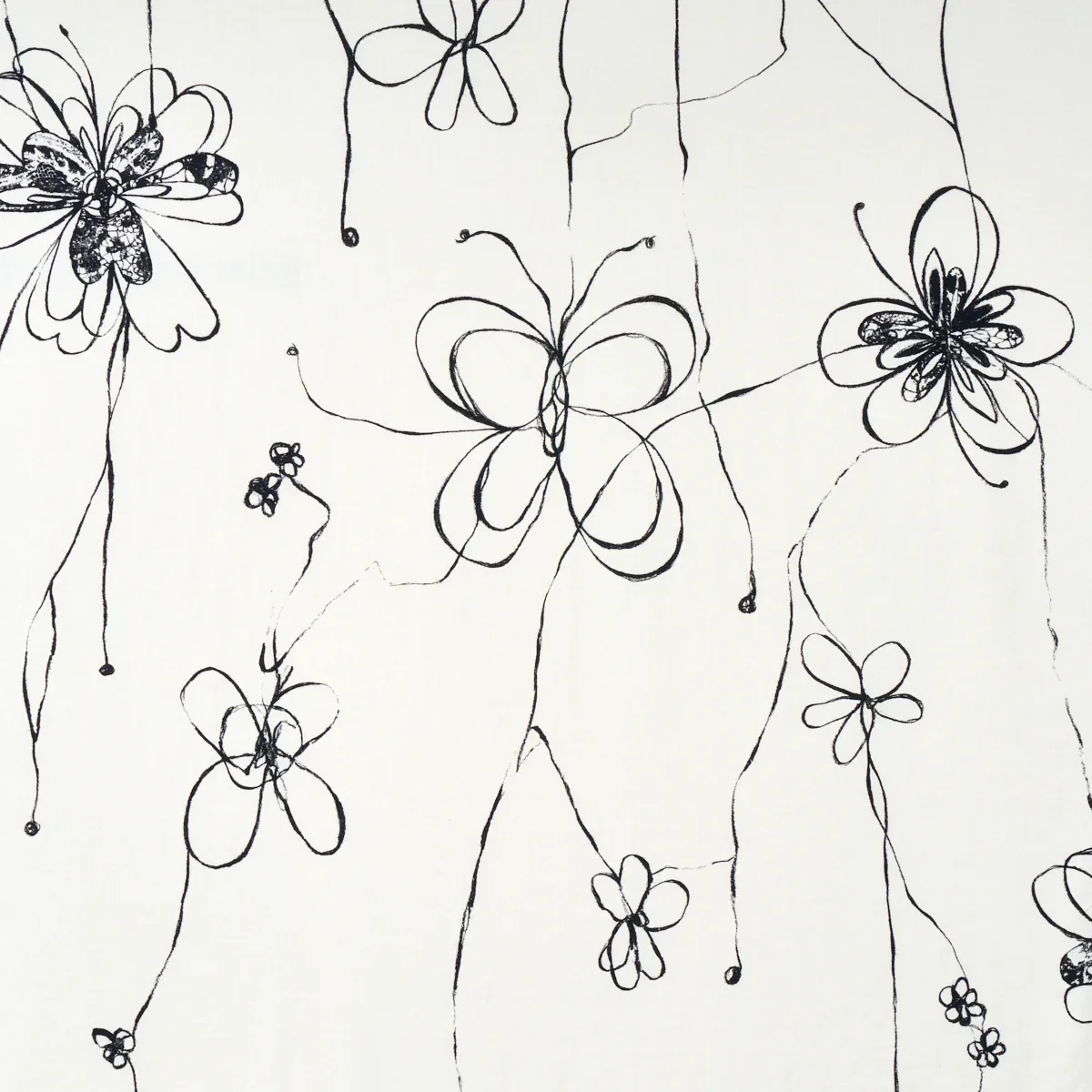 COME BACK AS A FLOWER fabric SOFT BLACK color by Schumacher