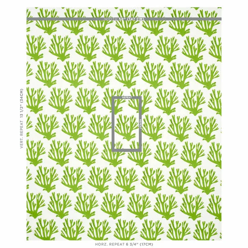 Coral Fabric – GREEN | Schumacher | Wallpaper Twins Coral fabric GREEN color by Schumacher